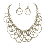 BOCAR Handmade Chain Hoops Statement Simple Short Necklace Earring Set for Women