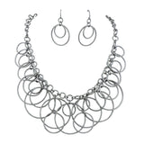 BOCAR Handmade Chain Hoops Statement Simple Short Necklace Earring Set for Women