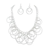 BOCAR Handmade Chain Hoops Statement Simple Short Necklace Earring Set for Women