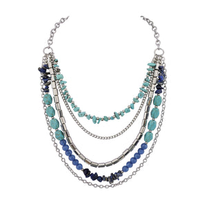 BOCAR Multi Layer Turquoise Necklace Statement Strands Necklace for Women