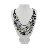 BOCAR Newest Multi Layer Chain Crystal Colored Glaze Statement Women Strand Necklace