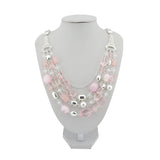 BOCAR Newest Multi Layer Chain Crystal Colored Glaze Statement Women Strand Necklace