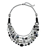 BOCAR Newest Multi Layer Chain Crystal Colored Glaze Statement Women Strand Necklace