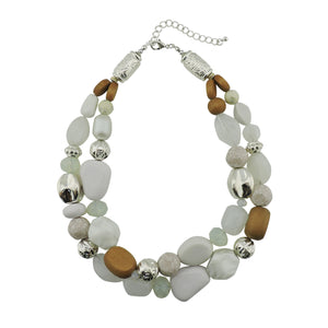 Bocar 2 Layer Statement Chunky Beaded Fashion Necklace for Women Gifts