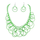 BOCAR Handmade Chain Hoops Statement Simple Short Necklace Earring Set for Women