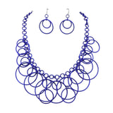 BOCAR Handmade Chain Hoops Statement Simple Short Necklace Earring Set for Women