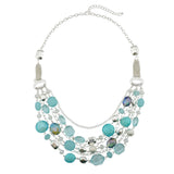 BOCAR Newest Multi Layer Chain Crystal Colored Glaze Statement Women Strand Necklace