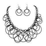 BOCAR Handmade Chain Hoops Statement Simple Short Necklace Earring Set for Women