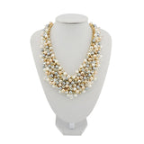 BOCAR Fashion Faux Pearl Crystal Chunky Collar Statement Necklace Earring Set for Women Gift