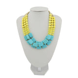 BOCAR Statement 3 Strand Turquoise Colorful Chunky Necklace for Women Gifts