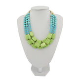 BOCAR Statement 3 Strand Turquoise Colorful Chunky Necklace for Women Gifts