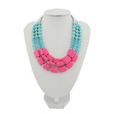 BOCAR Statement 3 Strand Turquoise Colorful Chunky Necklace for Women Gifts