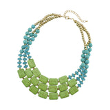 BOCAR Statement 3 Strand Turquoise Colorful Chunky Necklace for Women Gifts