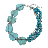 BOCAR Personalized Big Statement Turquoise Chunky Collar Chain Necklace for Women Gifts