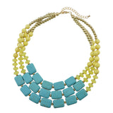 BOCAR Statement 3 Strand Turquoise Colorful Chunky Necklace for Women Gifts