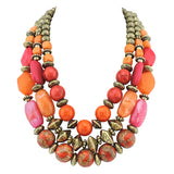 BOCAR 3 Layer Chunky Statement Beaded Necklace Fashion Multi Layer Women Collar Necklace