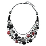 BOCAR Newest Multi Layer Chain Crystal Colored Glaze Statement Women Strand Necklace