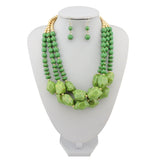 Bocar Multi Layer Necklace for Women Beads Statement Chunky Necklace and Earring Set