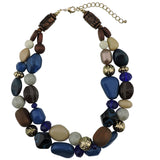 Bocar 2 Layer Statement Chunky Beaded Fashion Necklace for Women Gifts