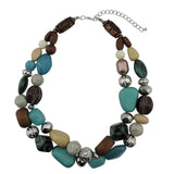 Bocar 2 Layer Statement Chunky Beaded Fashion Necklace for Women Gifts