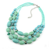 BOCAR Layered Strands Natural Turquoise Statement Chunky Necklace for Women  (114)