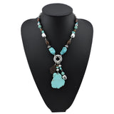 BOCAR Turquoise Statement Necklace with Pendant for Women Gifts (115)