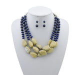 Bocar Multi Layer Necklace for Women Beads Statement Chunky Necklace and Earring Set