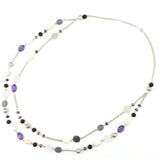 BOCAR Link Chain 2 Layer Crystal Wood Acrylic Colorful Women Party Long Necklace Gift