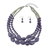 Bocar Multi Layer Necklace for Women Beads Statement Chunky Necklace and Earring Set