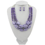 Bocar Multi Layer Necklace for Women Beads Statement Chunky Necklace and Earring Set