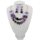 Beryohz 2 Layer Statement Choker Shell Necklace and Earring Set for Women Gift