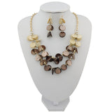 Beryohz 2 Layer Statement Choker Shell Necklace and Earring Set for Women Gift