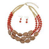 Bocar Multi Layer Necklace for Women Beads Statement Chunky Necklace and Earring Set