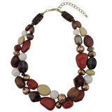 Bocar 2 Layer Statement Chunky Beaded Fashion Necklace for Women Gifts