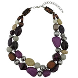 Bocar 2 Layer Statement Chunky Beaded Fashion Necklace for Women Gifts