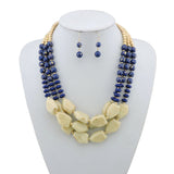 Bocar Multi Layer Necklace for Women Beads Statement Chunky Necklace and Earring Set