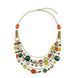 BOCAR Newest Multi Layer Chain Crystal Colored Glaze Statement Women Strand Necklace