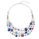 BOCAR Newest Multi Layer Chain Crystal Colored Glaze Statement Women Strand Necklace