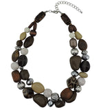 Bocar 2 Layer Statement Chunky Beaded Fashion Necklace for Women Gifts