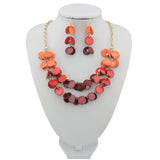 Beryohz 2 Layer Statement Choker Shell Necklace and Earring Set for Women Gift