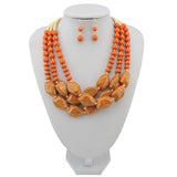 Bocar Multi Layer Necklace for Women Beads Statement Chunky Necklace and Earring Set