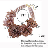 BOCAR Statement Big Pendant Pearl Flower Necklace Earrings Jewelry Set for Women