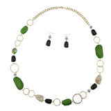 Bocar Fashion Long Chunky Crystal Beads Necklace and Earrings Set for Women