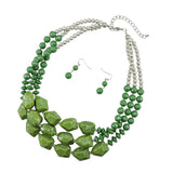 Bocar Multi Layer Necklace for Women Beads Statement Chunky Necklace and Earring Set