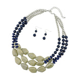 Bocar Multi Layer Necklace for Women Beads Statement Chunky Necklace and Earring Set