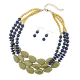 Bocar Multi Layer Necklace for Women Beads Statement Chunky Necklace and Earring Set