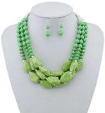 Bocar Multi Layer Necklace for Women Beads Statement Chunky Necklace and Earring Set