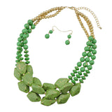 Bocar Multi Layer Necklace for Women Beads Statement Chunky Necklace and Earring Set