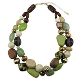 Bocar 2 Layer Statement Chunky Beaded Fashion Necklace for Women Gifts