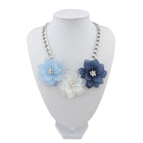 Bocar 3 Big Pendant Flower Necklace Choker Necklace for Women